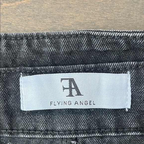 FLYING ANGEL High Waist Black Denim Mini Shorts - Picture 2 of 5